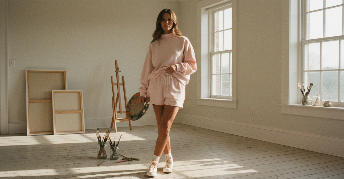 AI Editorial - Mock Neckline Oversized Sweatshirt