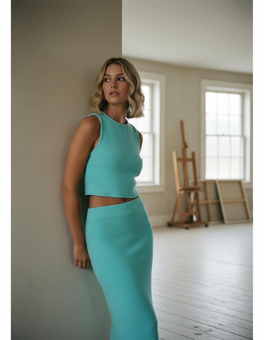 AI Editorial - Lara Ribbed Knit Two Piece Set