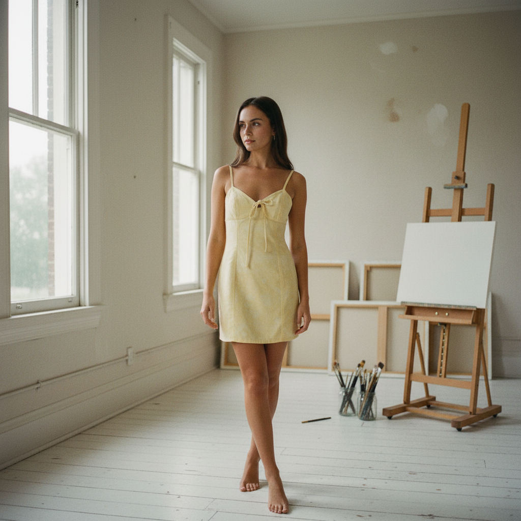 AI Editorial - Printed Tie Front Mini Dress