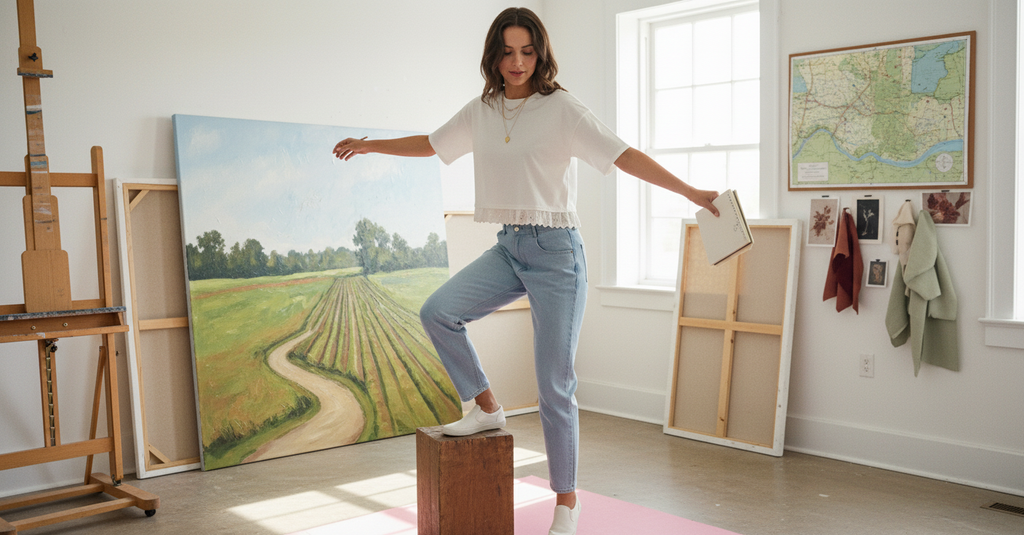 AI Editorial - Eyelet Hem Boxy Knit Top