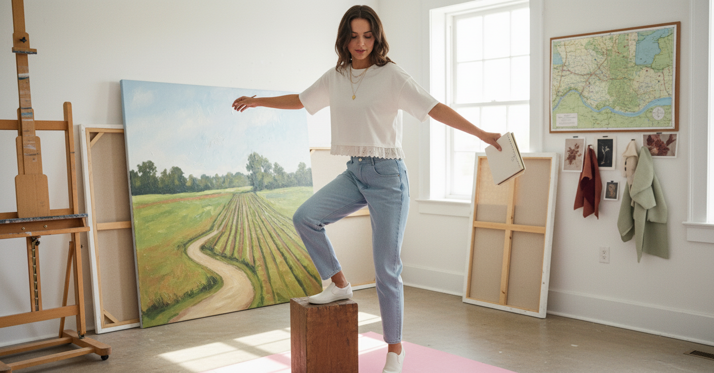 AI Editorial - Eyelet Hem Boxy Knit Top