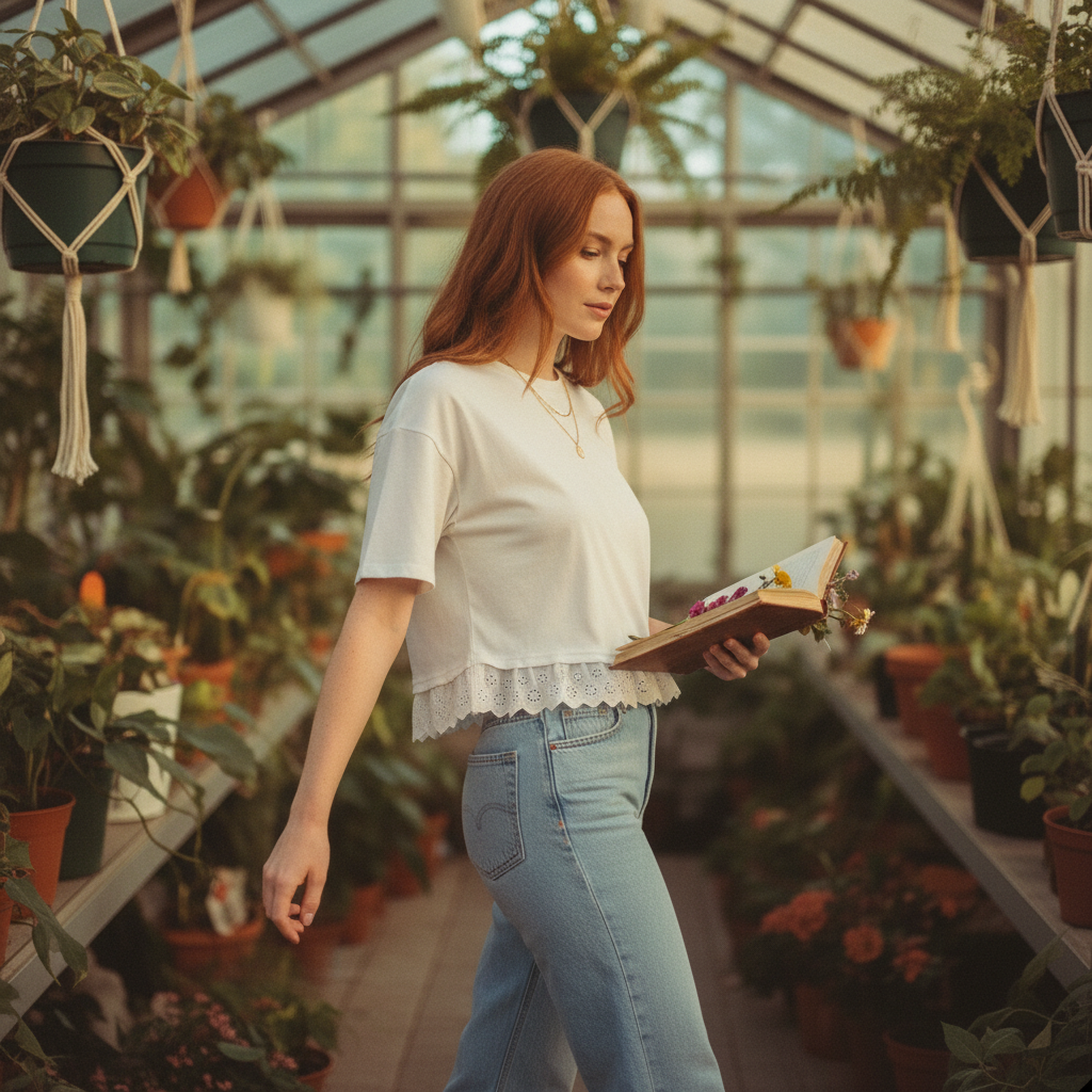 AI Editorial - Eyelet Hem Boxy Knit Top