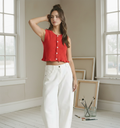AI Editorial - Stella Ruffle Short Sleeve Sweater Top