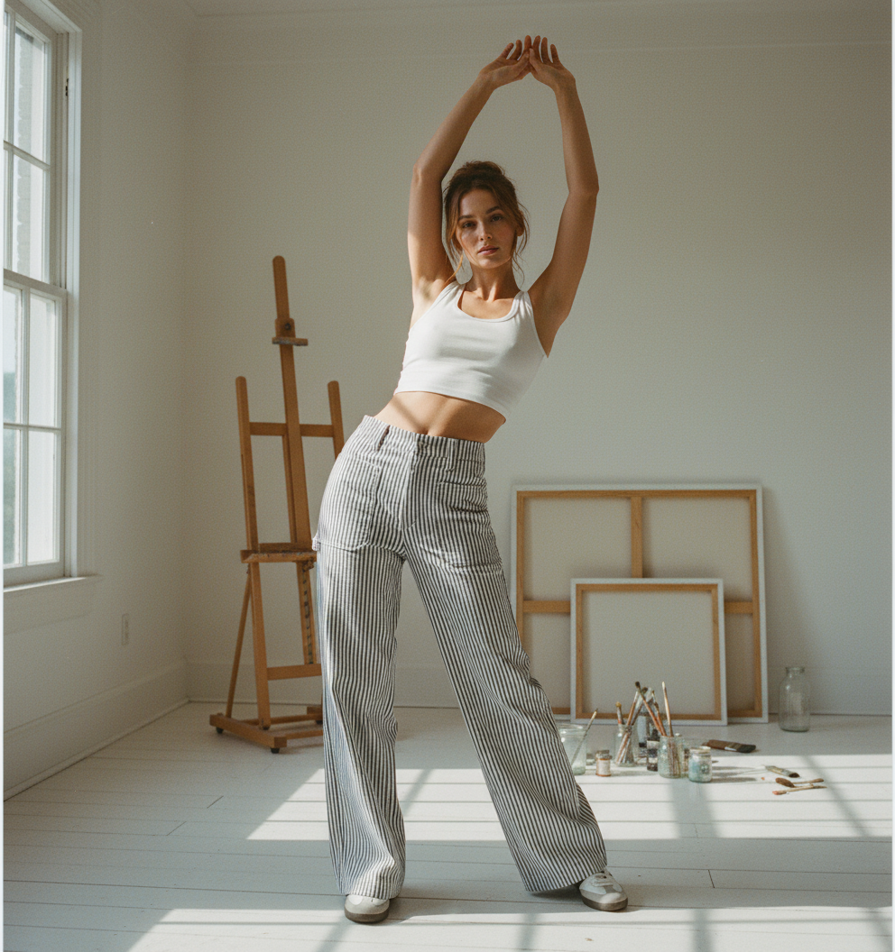 AI Editorial - Kylie Pinstripe Pants