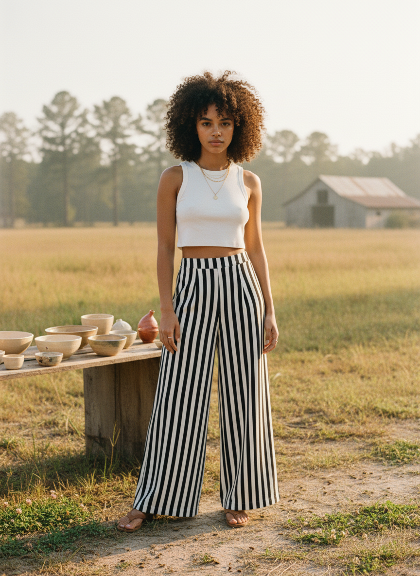 AI Editorial - Kylie Pinstripe Pants