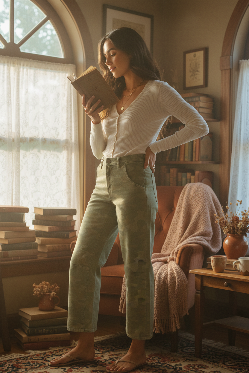 AI Editorial - Dear John Camo Lasso Jeans