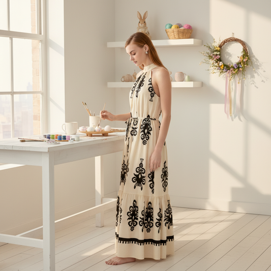 [AI-GEN] Printed Collared Midi Dress