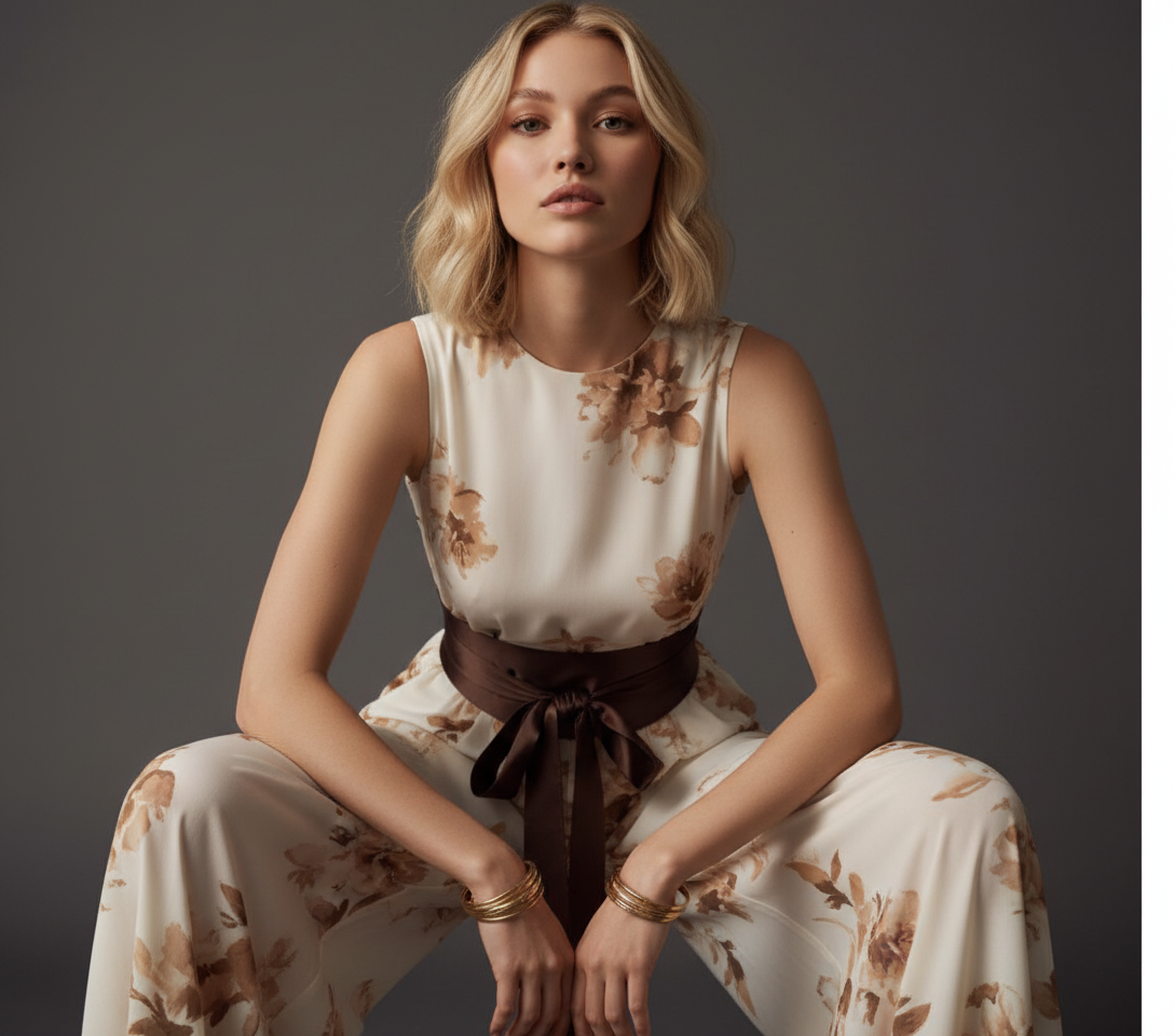 [AI-GEN] Floral Print Chiffon Tie Waist Maxi Skort