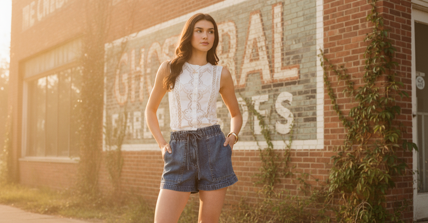 [AI-GEN] Dex Lace Cutout Button Front Tank
