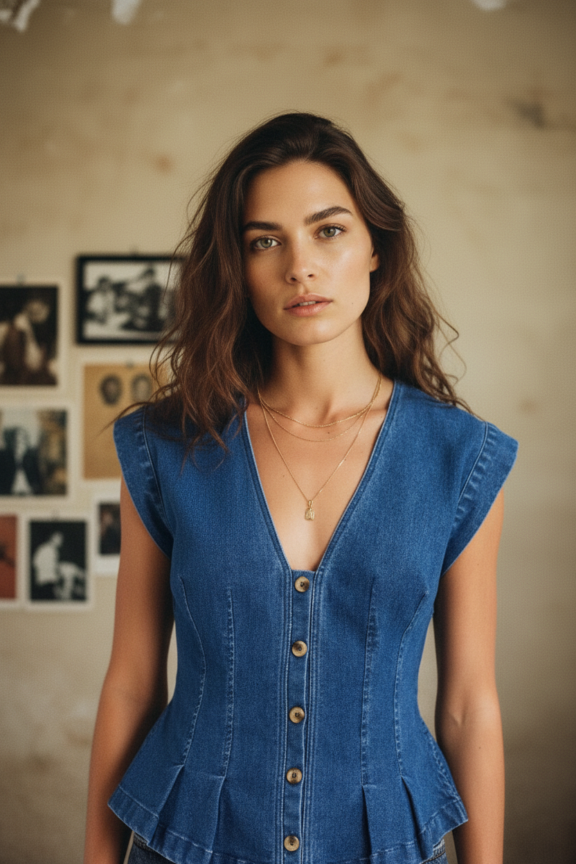 [AI-GEN] FREE PEOPLE DYLAN DENIM VEST