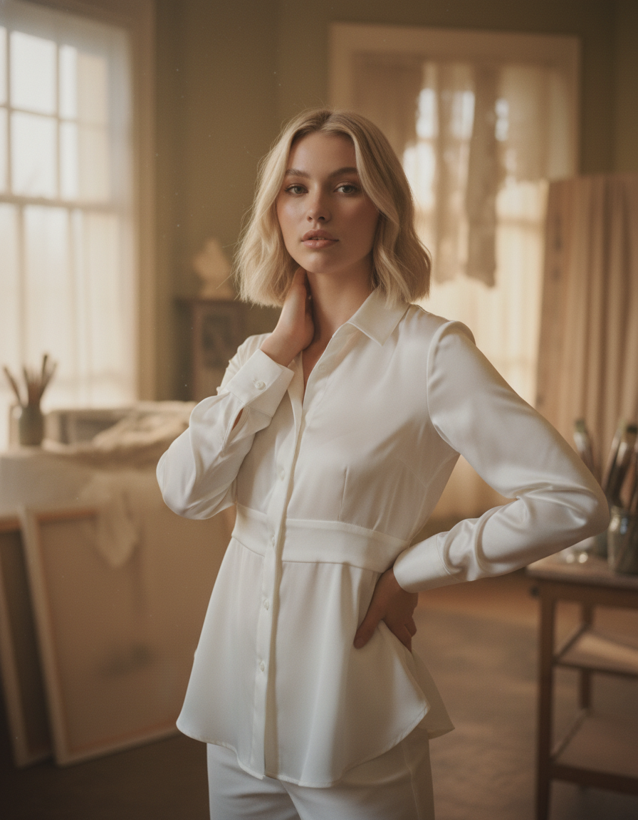 [AI-GEN] BUST COVERED COLLAR SHIRT