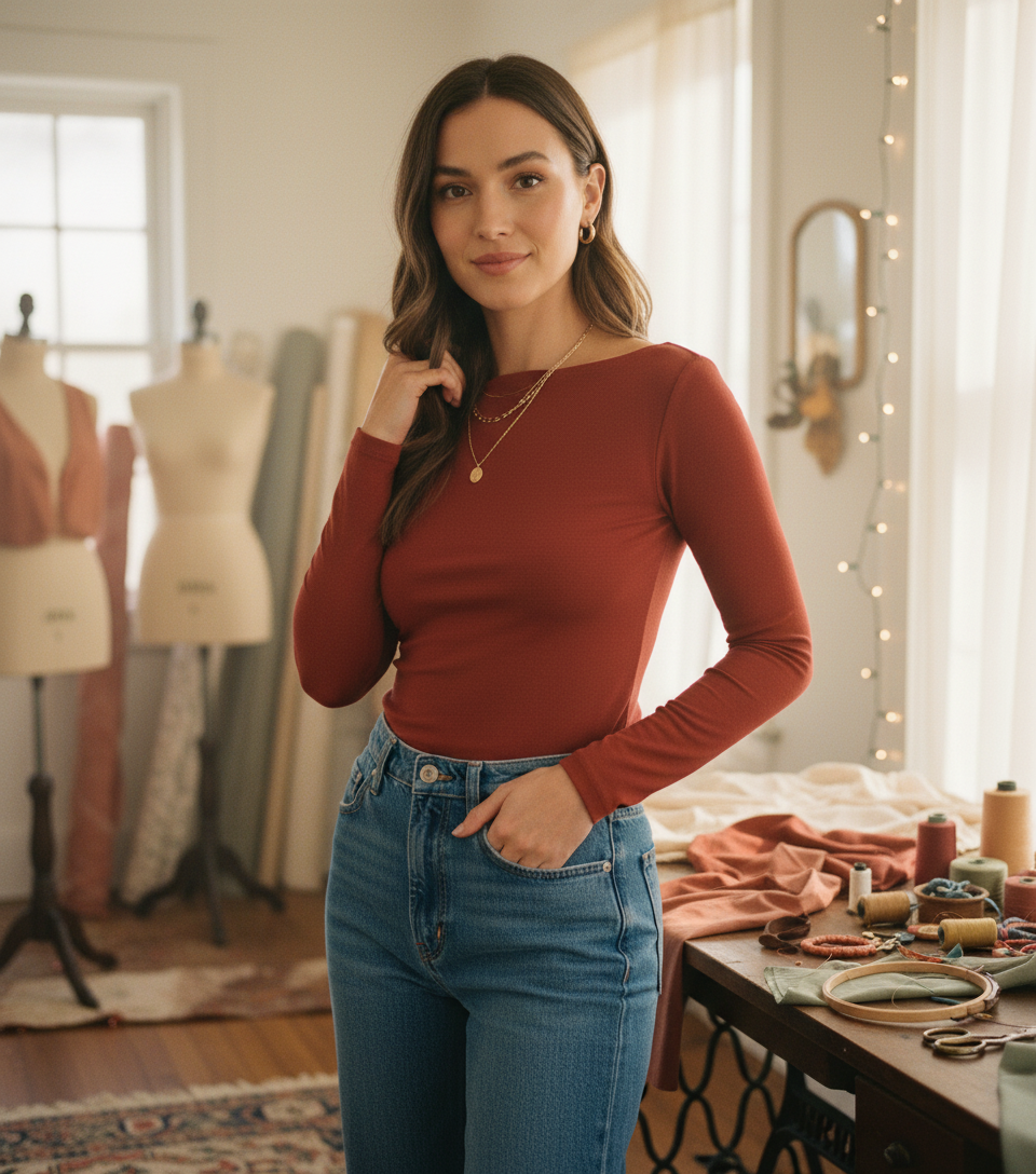 [AI-GEN] SLIM BELL SLEEVE TOP