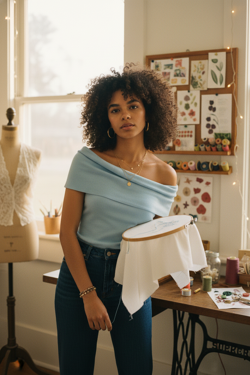 [AI-GEN] OFF THE SHOULDER TOP WITH RUCHING