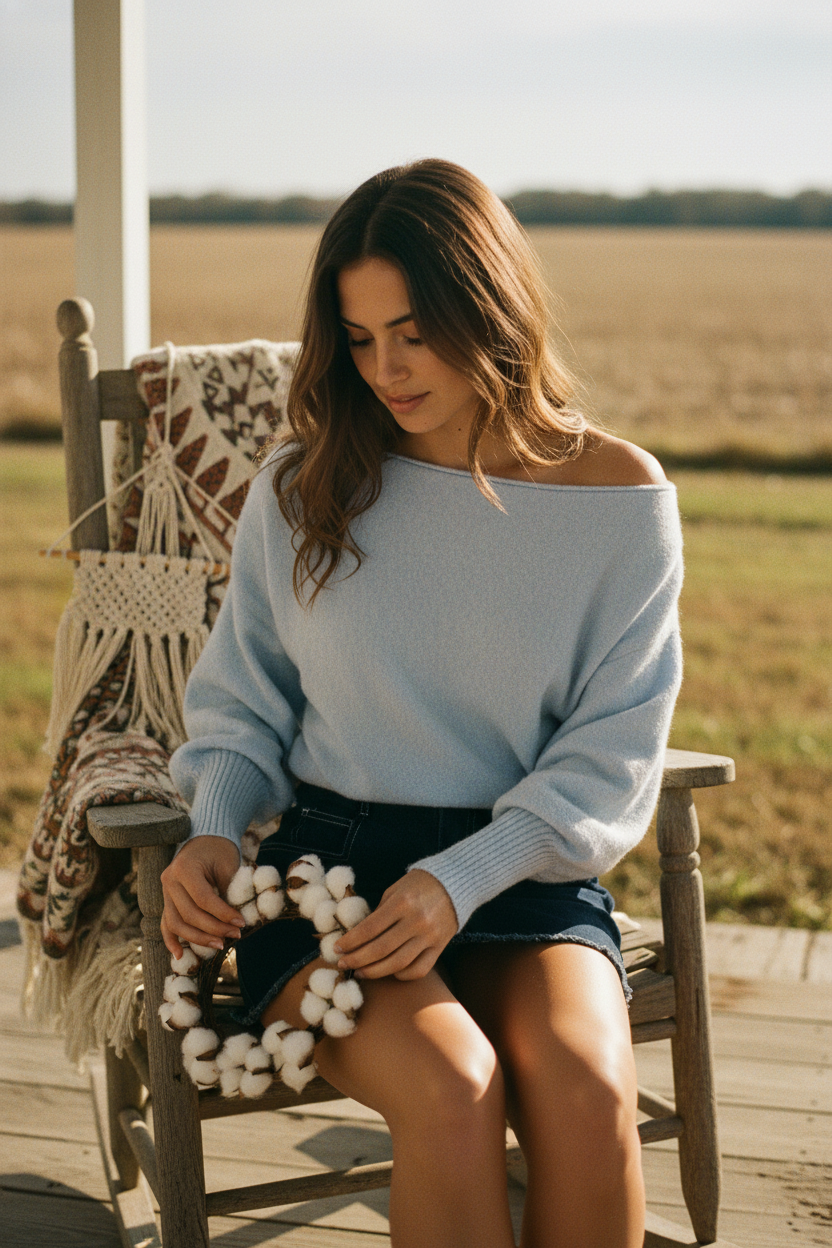 [AI-GEN] OFF SHOULDER LONG SLEEVE SWEATER