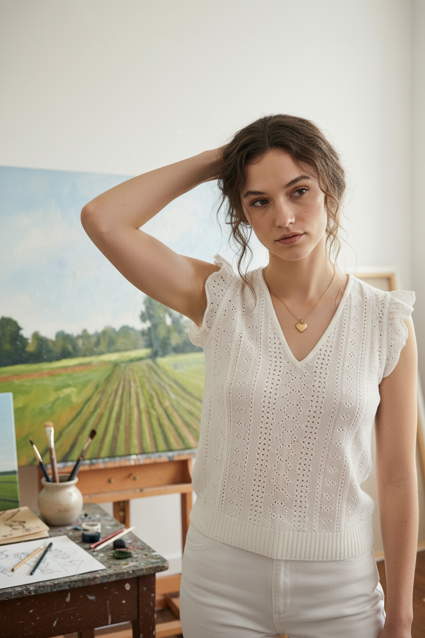 [AI-GEN] EXTENDED SHOULDER SWEATER TOP