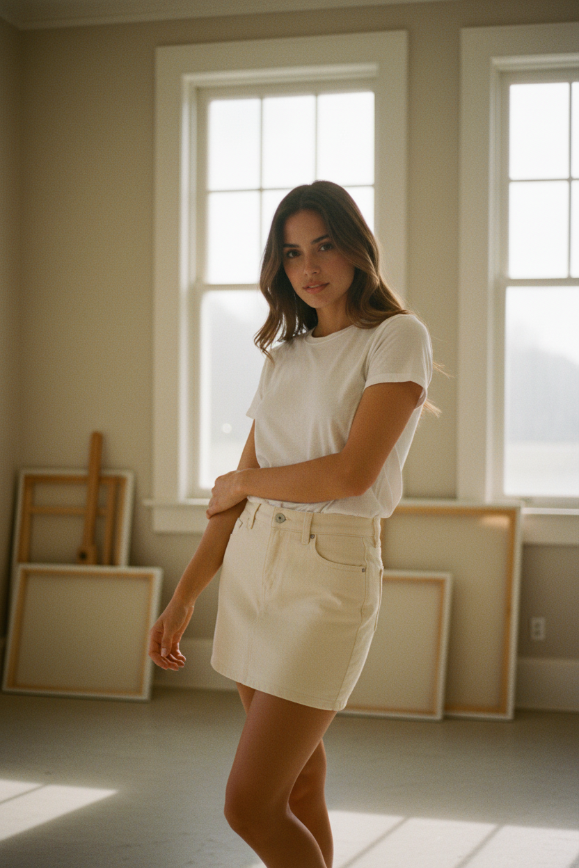 [AI-GEN] MID-RISE TWILL SKORT