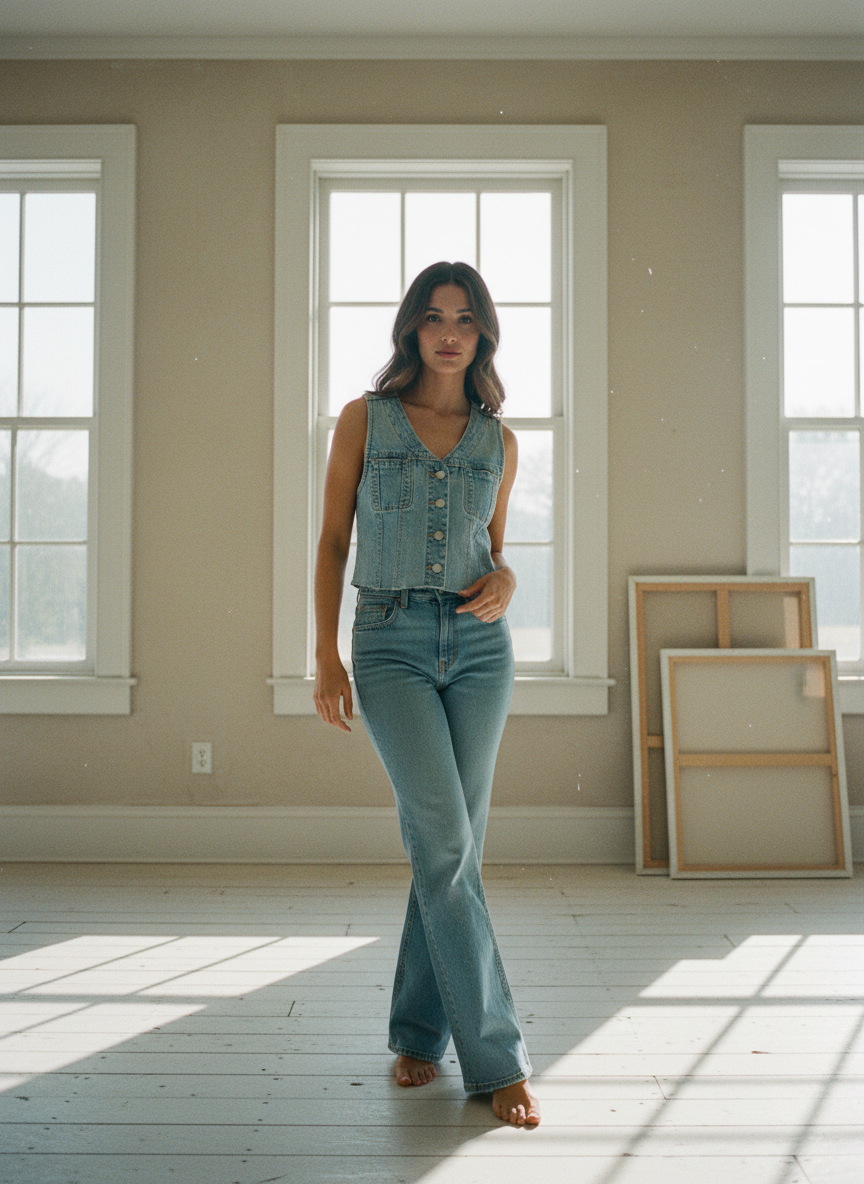 [AI-GEN] Dear John Cropped Denim Vest
