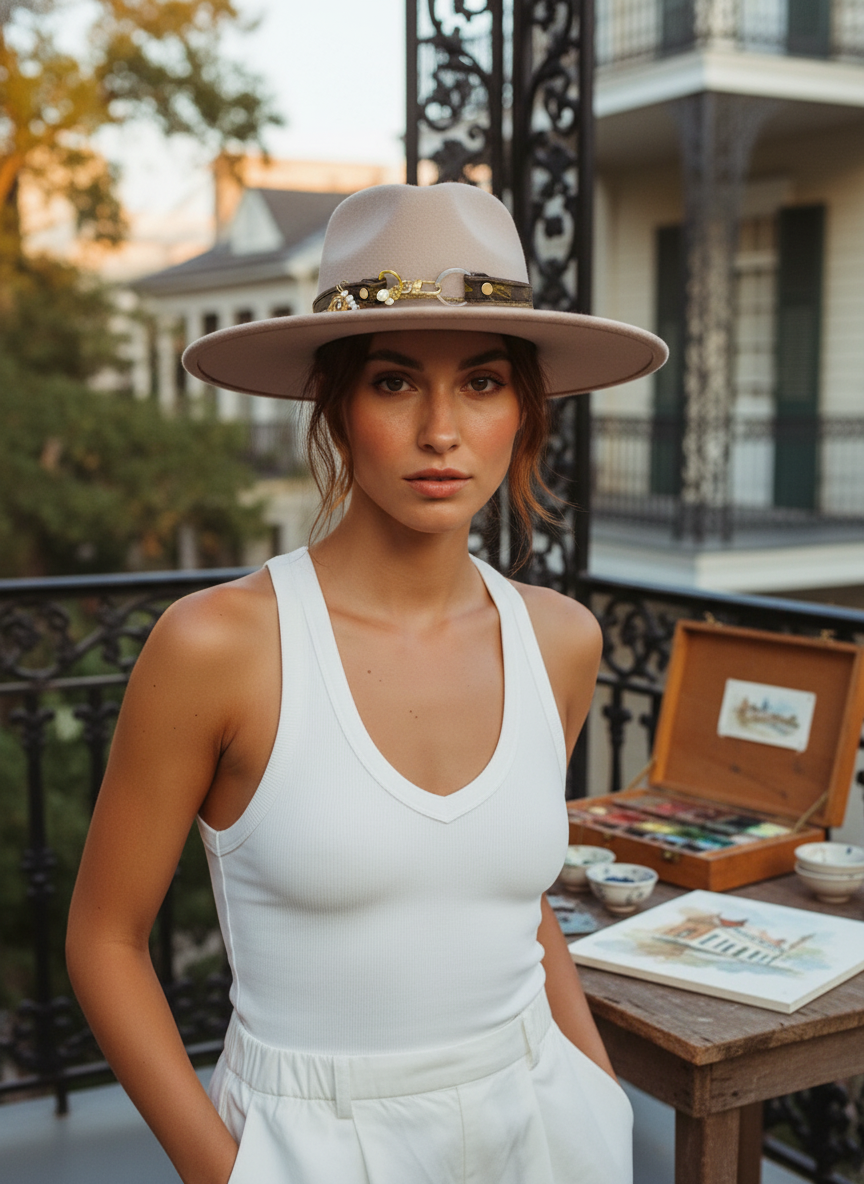 [AI-GEN] OOAK 100% WOOL LV PURSE STRAP HAT