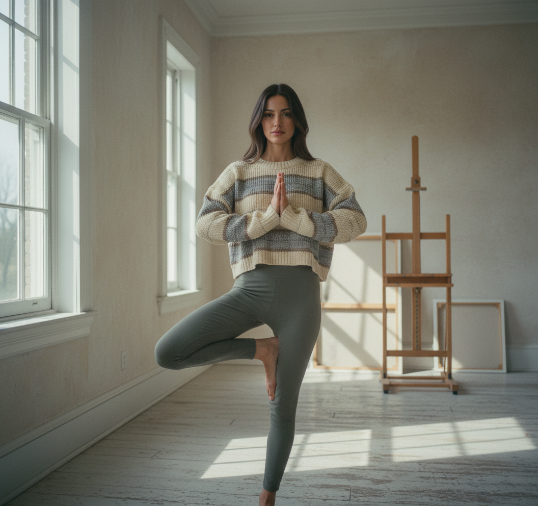 [AI-GEN] Striped Oversized Cropped Sweater