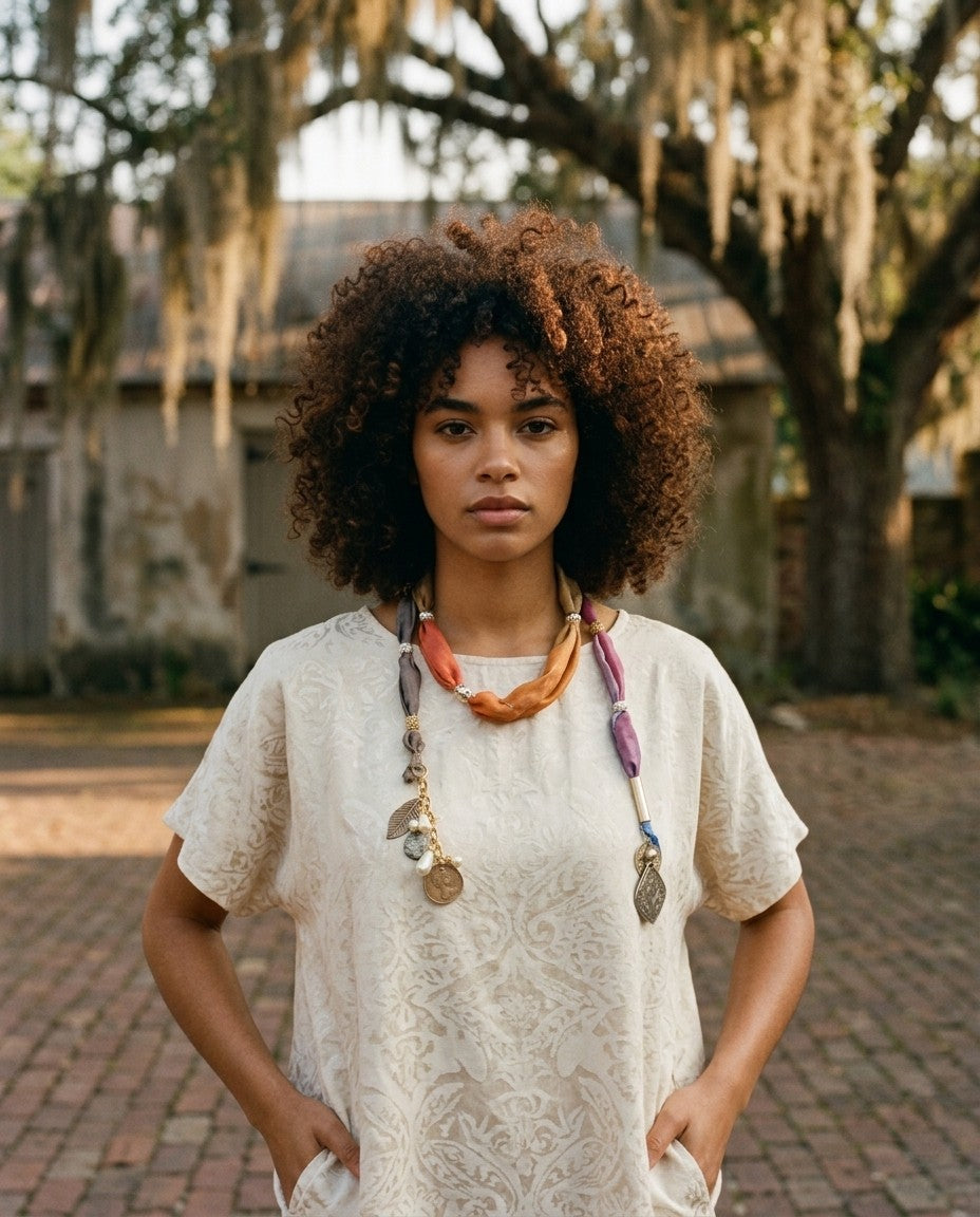 [AI-GEN] OOAK Silk Scarf Wrap Necklace or Belt