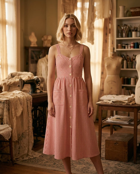 [AI-GEN] Sleeveless Stripe Dress