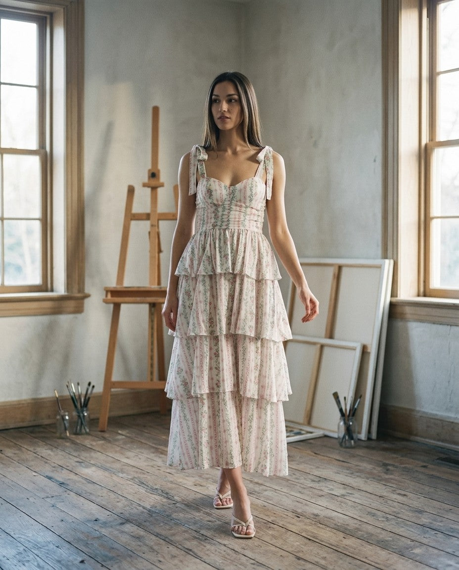 [AI-GEN] Floral Printed Tired Occasion Dress