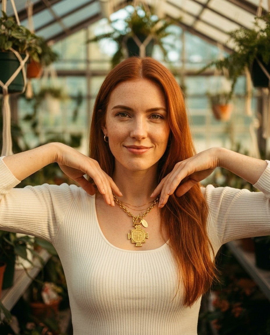[AI-GEN] OOAK Religious Cross Curb Chain Necklace