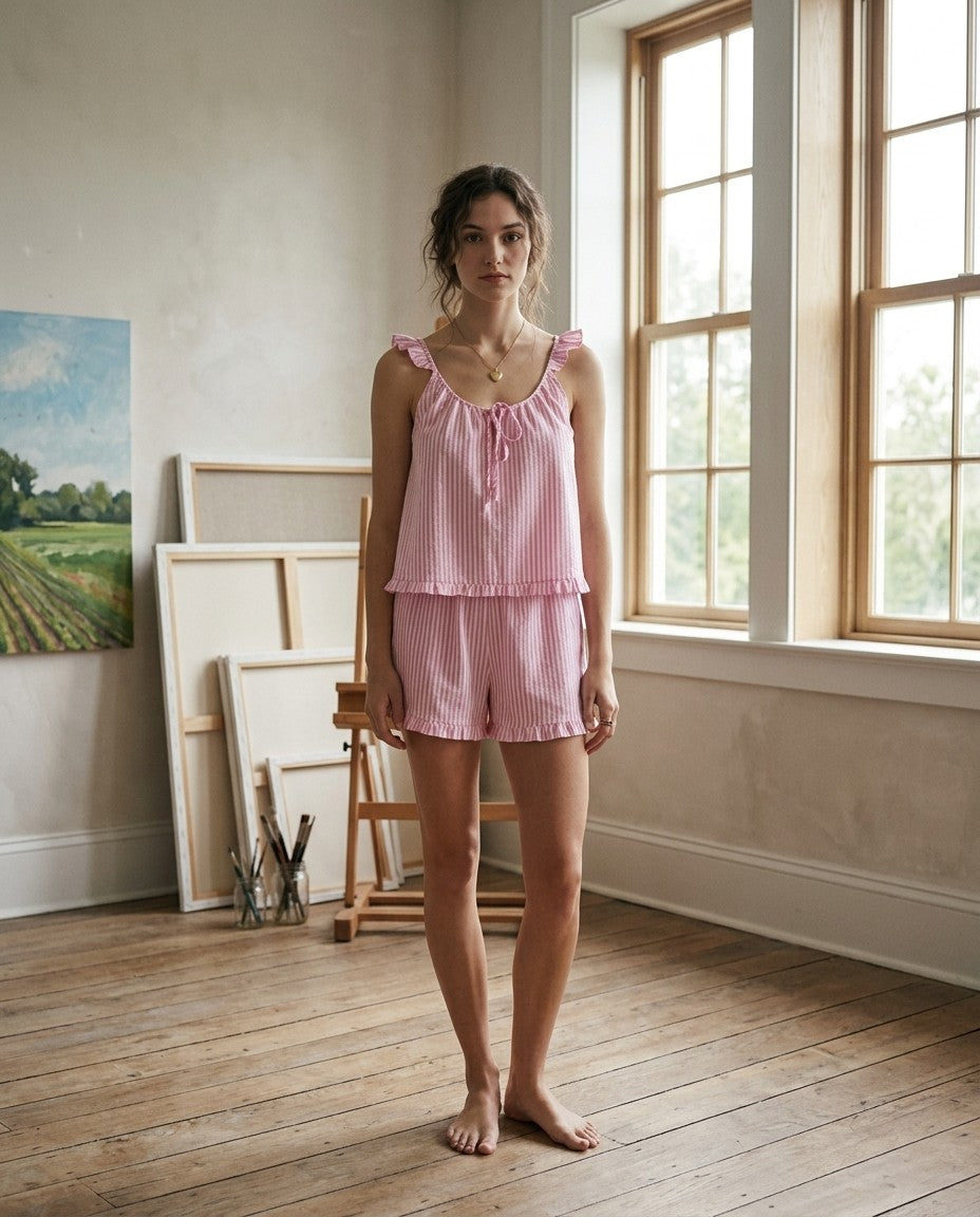 [AI-GEN] Sadie & Sage Jetset Ruffle Top & Short Set