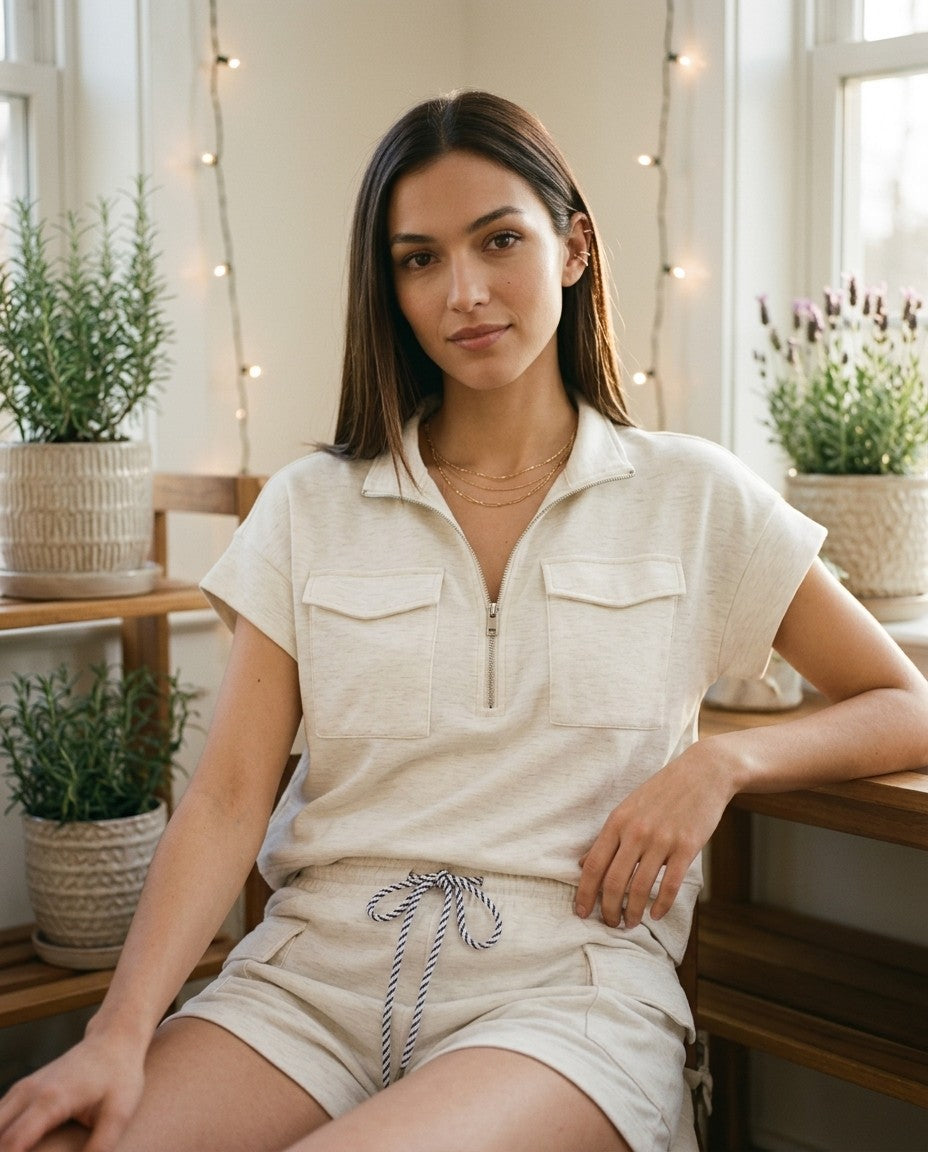 [AI-GEN] Dua Signature Soft Knit Half Zip Top