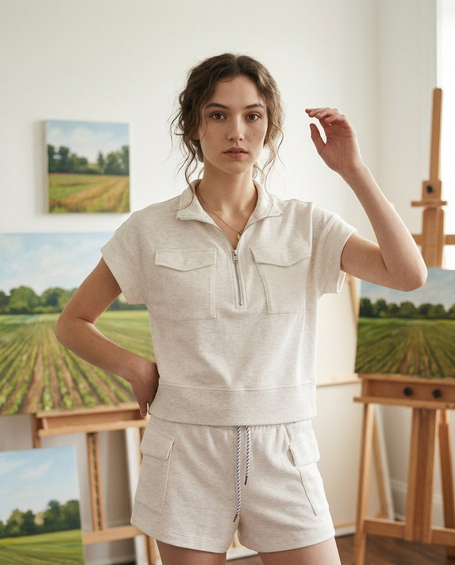 [AI-GEN] Dua Signature Soft Knit Half Zip Top