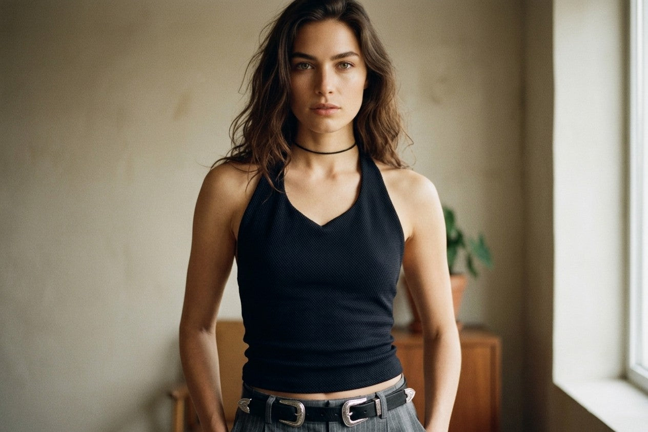 [AI-GEN] Free People Round Two Pique Low Back Top