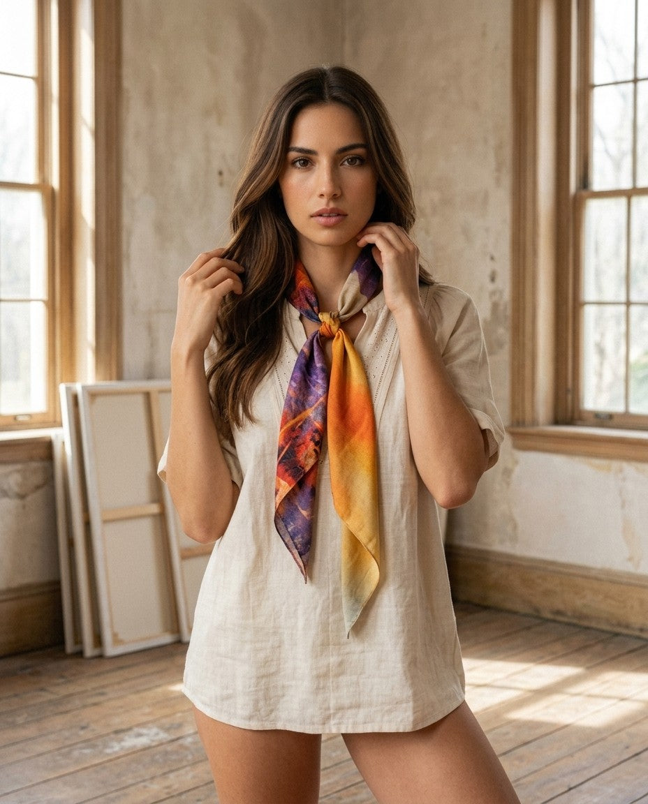 [AI-GEN] Printed Mesh Thin Scarf