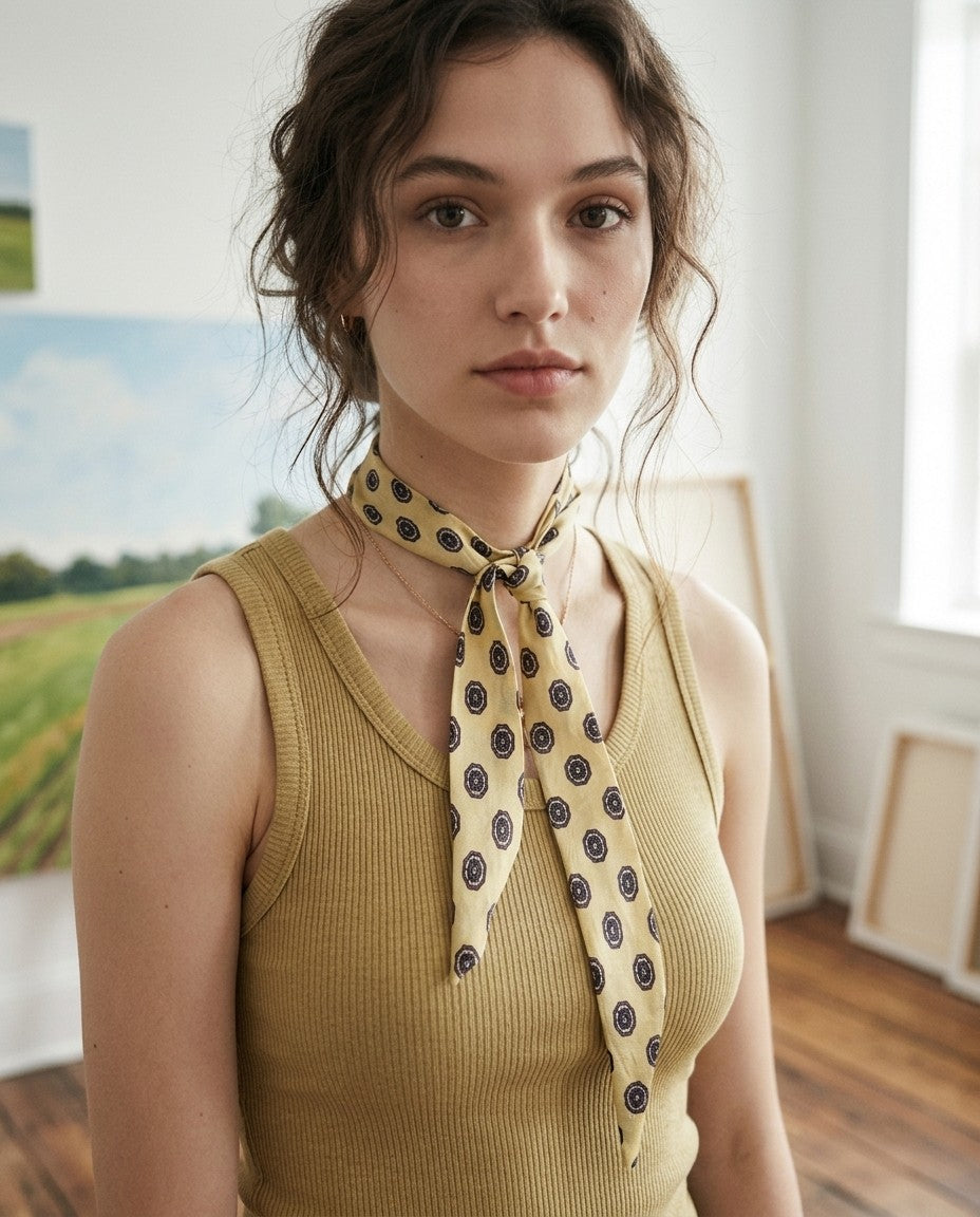[AI-GEN] OOAK Silk Geo Tie Scarf