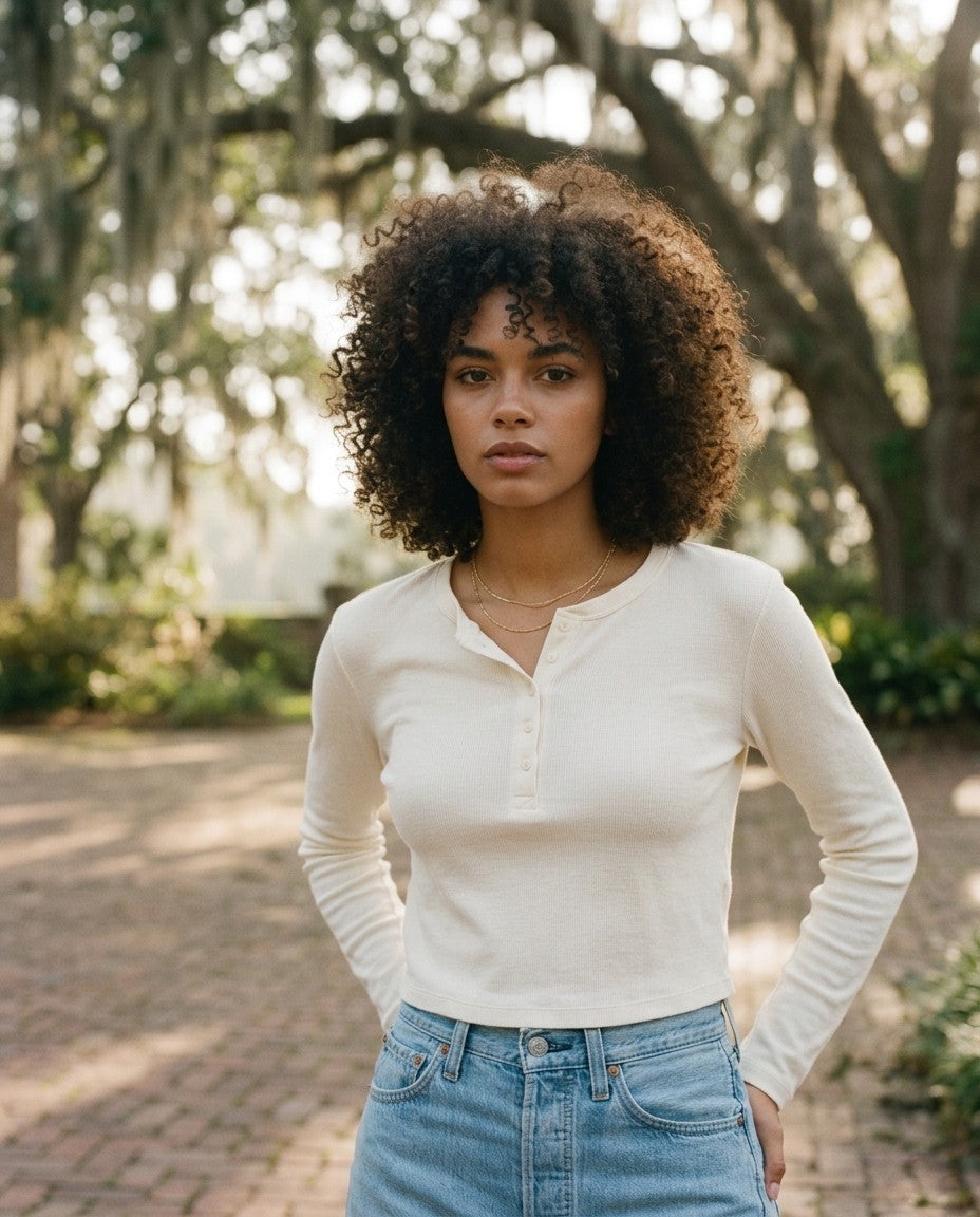 [AI-GEN] Z Supply Ferris Cropped Henley Top
