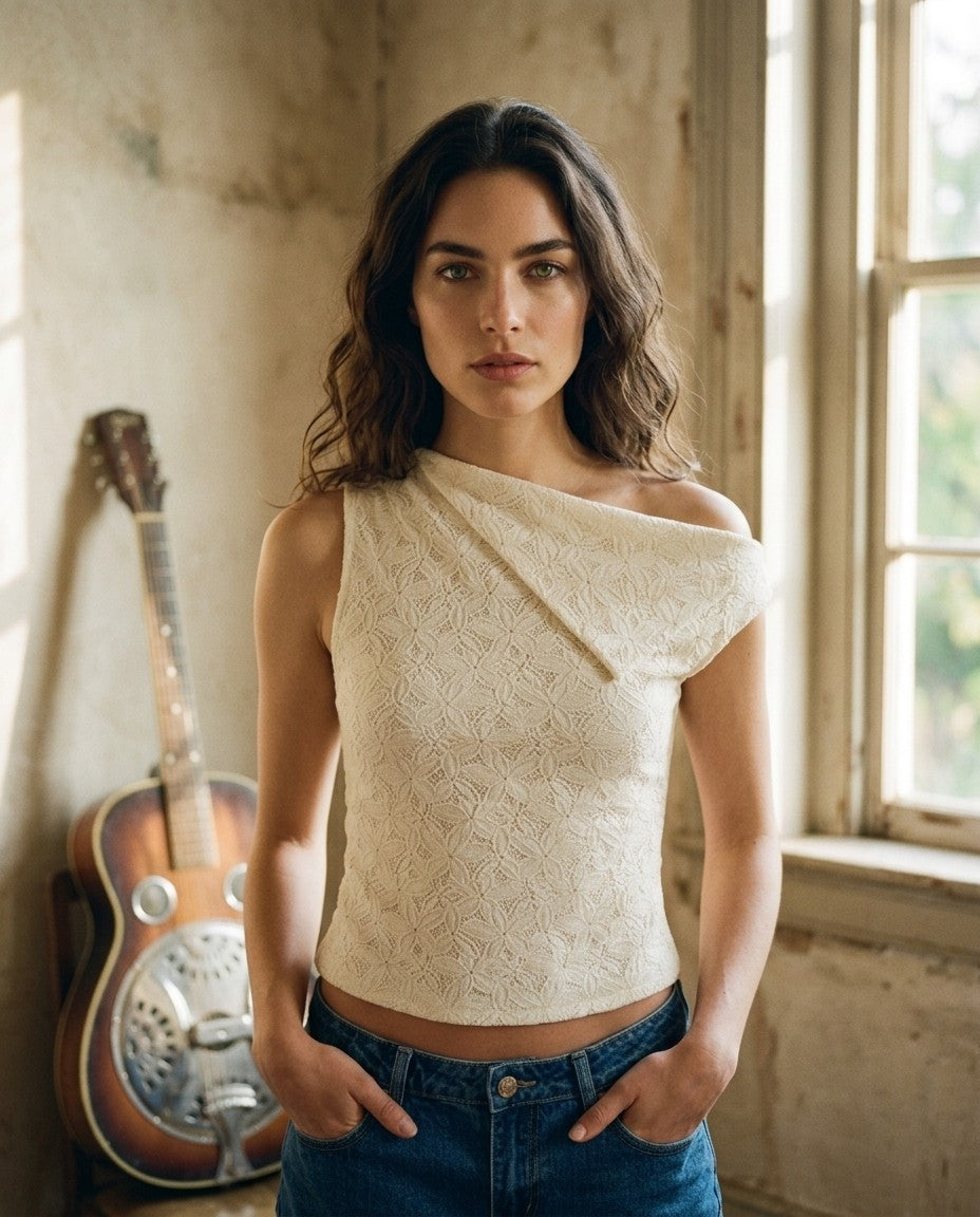 [AI-GEN] SCARF NECK LACE TOP