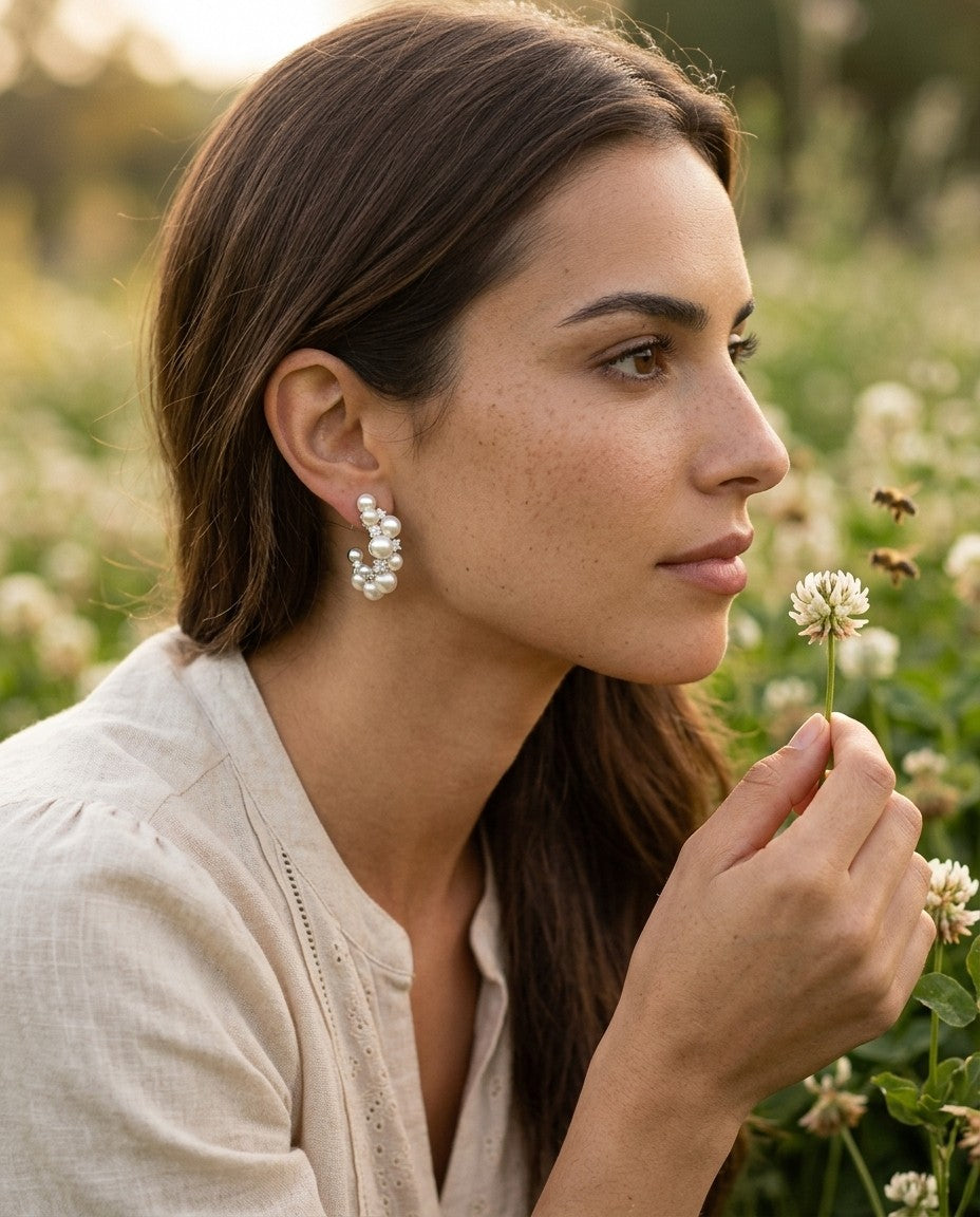 [AI-GEN] Elegant Pearl and Gemstone Drop Earrings
