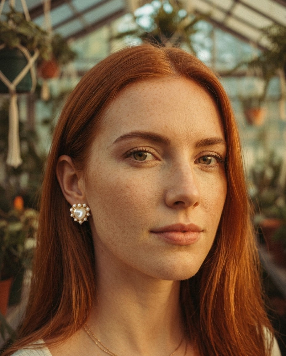 [AI-GEN] Heart-Shaped Gemstone Stud Earrings