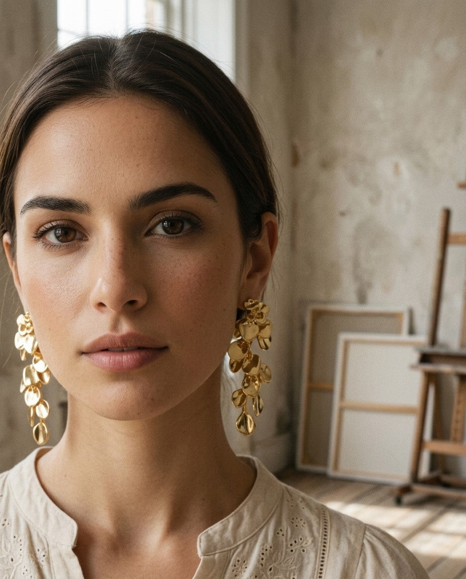 [AI-GEN] Leaf Tassel Dangle Earrings