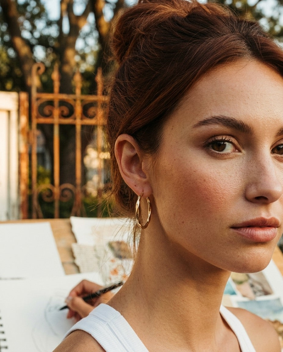 [AI-GEN] Gold Plated Vintage Inspired Chunky Hoop Earrings