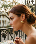 [AI-GEN] Gold-Toned Abstract Geometric Stud Earrings