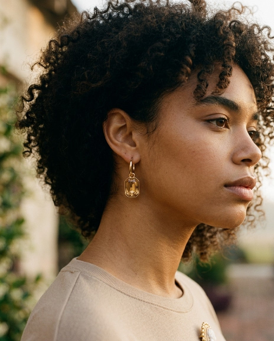 [AI-GEN] Crystal Geometric Huggie Hoop Earrings