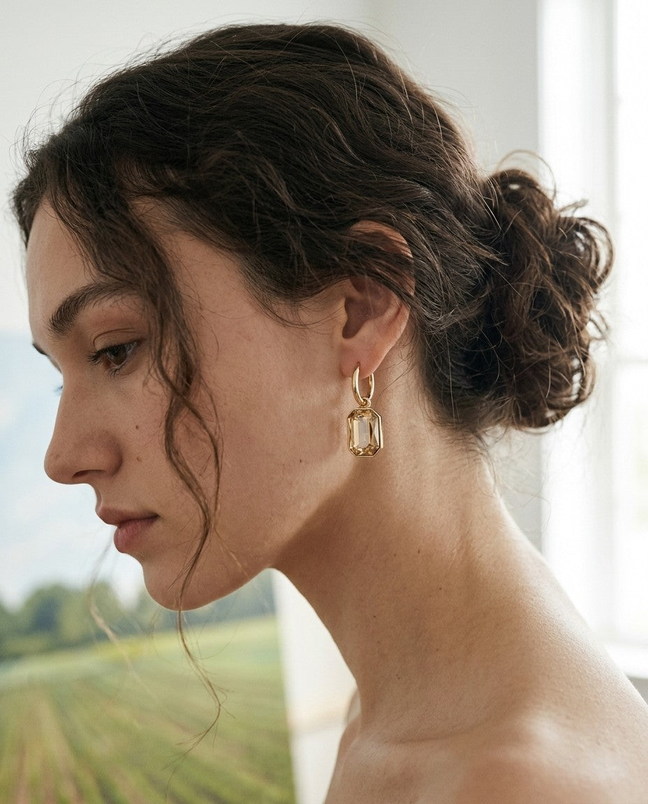 [AI-GEN] Crystal Geometric Huggie Hoop Earrings