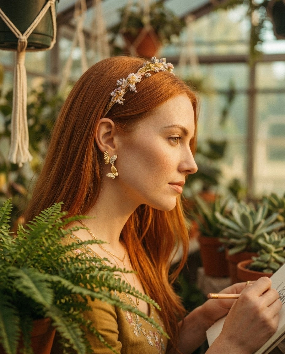[AI-GEN] Charming Butterfly-Inspired Gemstone Drop Earrings