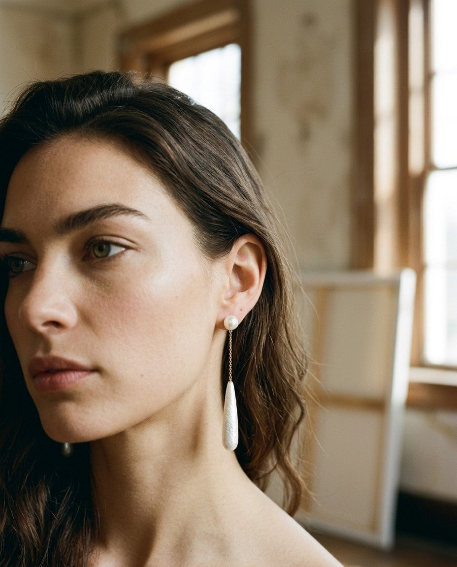 [AI-GEN] Snowflake Pearl Tassel Earrings