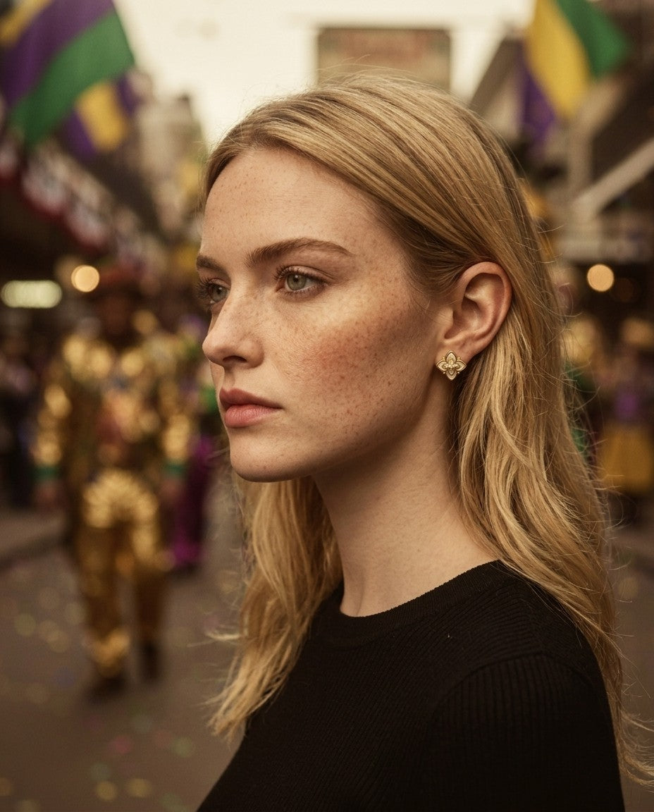 [AI-GEN] Clover Shell Zircon Stud Earrings