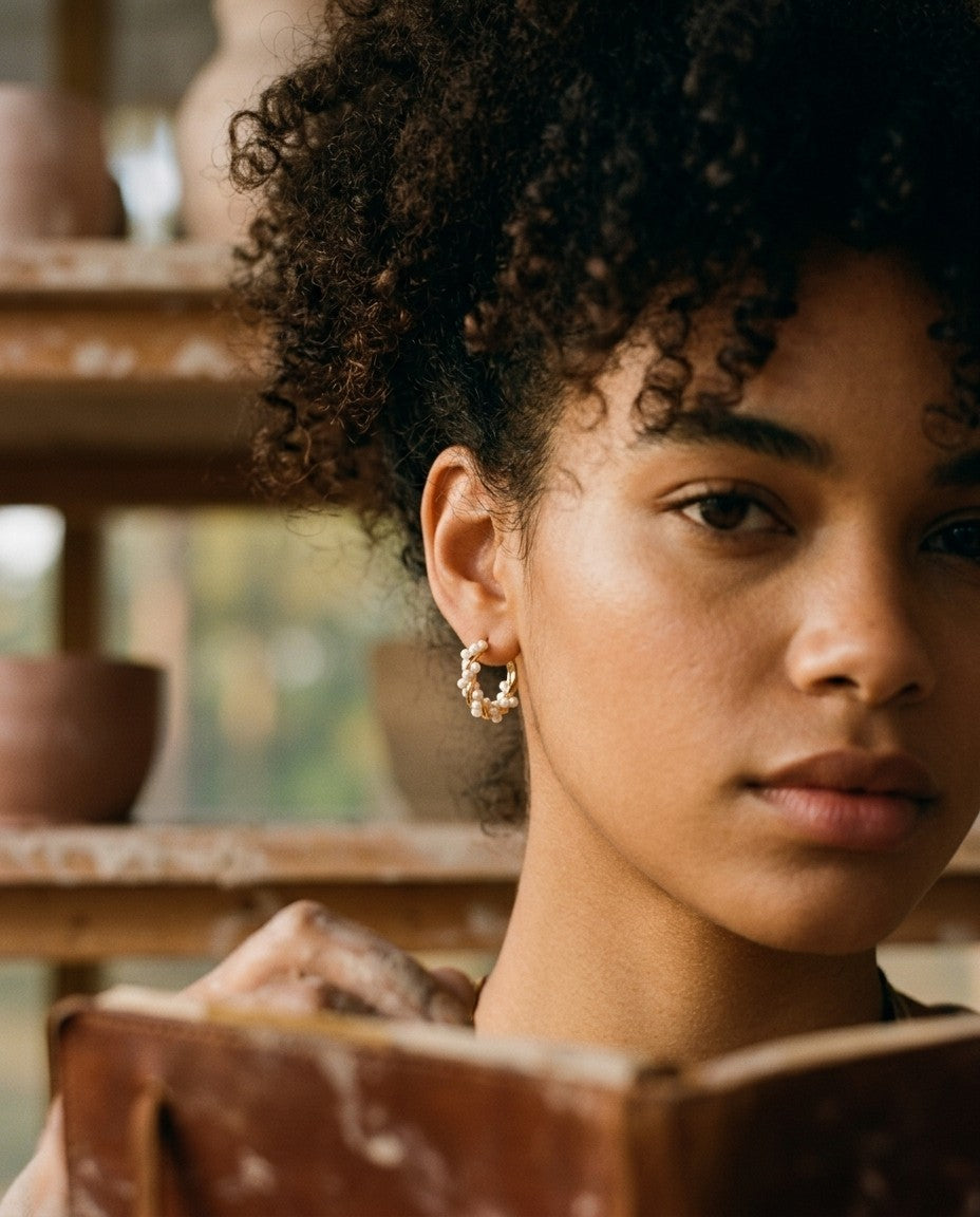 [AI-GEN] Elegant French Inspired Pearl Hoop Earrings
