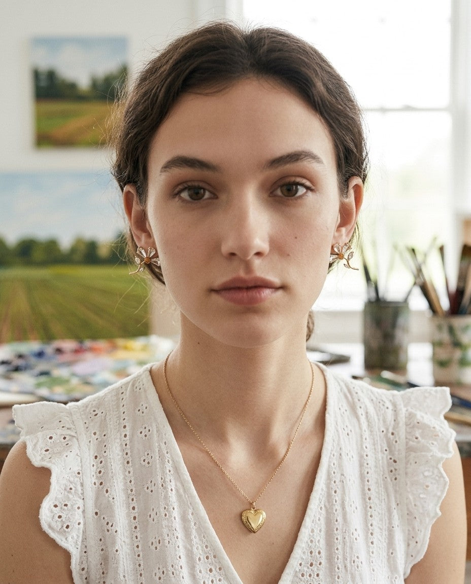 [AI-GEN] Floral Zircon Stud Earrings