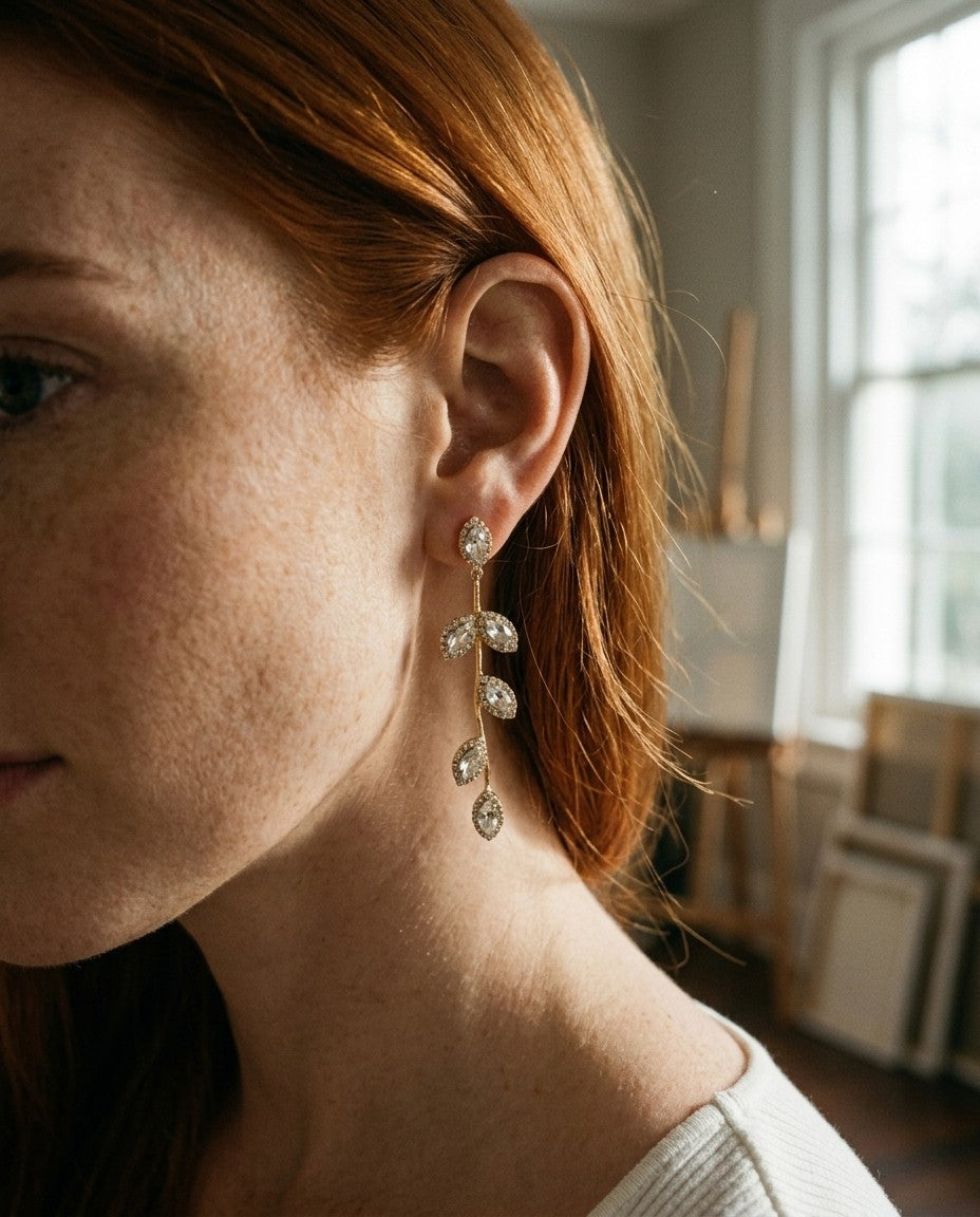 [AI-GEN] Elegant Long Leaf Dangle Earrings