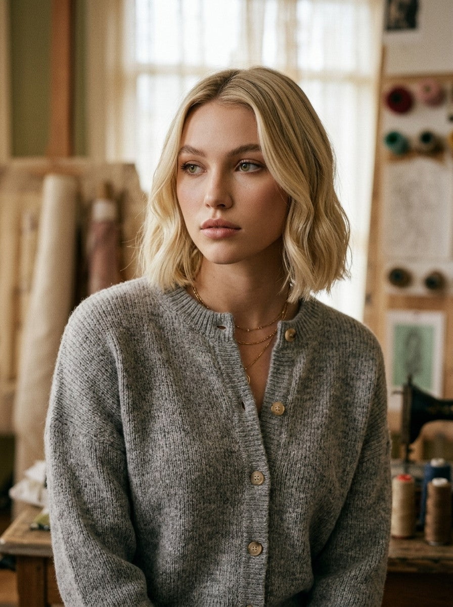 [AI-GEN] STM Wide Collar Casual Knit Sweater Cardigan