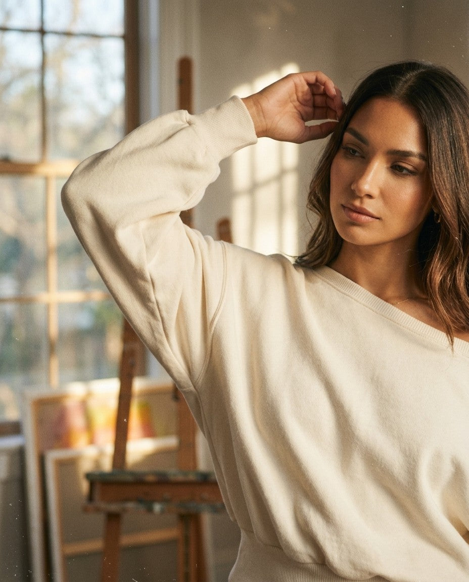 [AI-GEN] STM One Shoulder Solid Sweater with Waistband